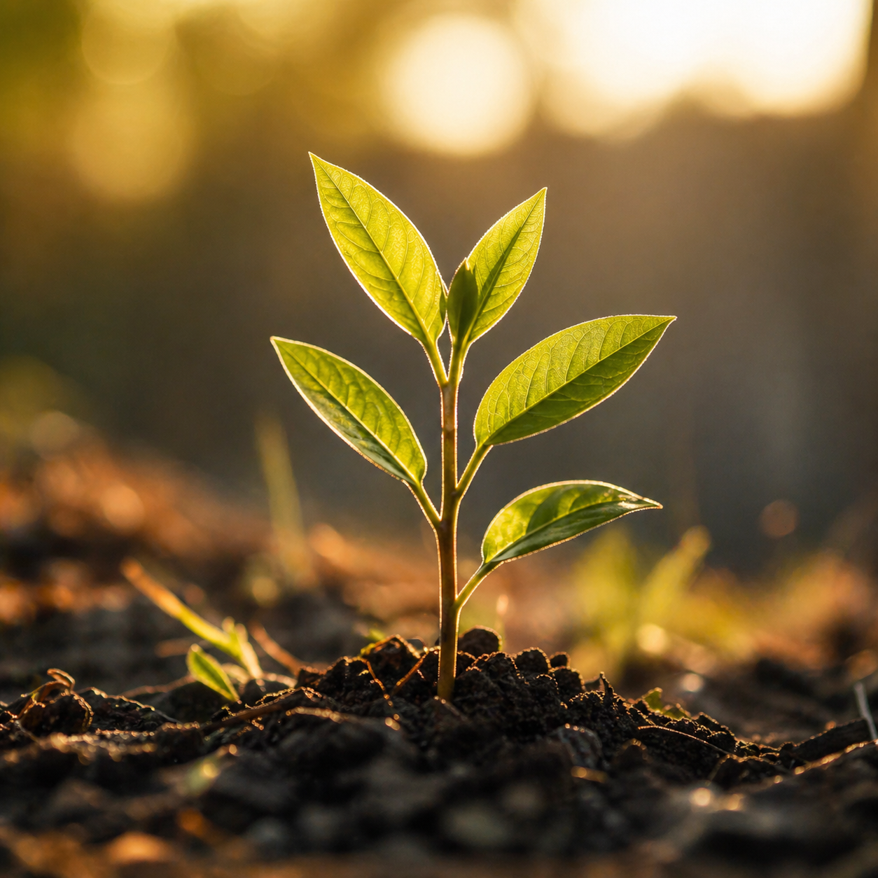 A young sapling growing in soil